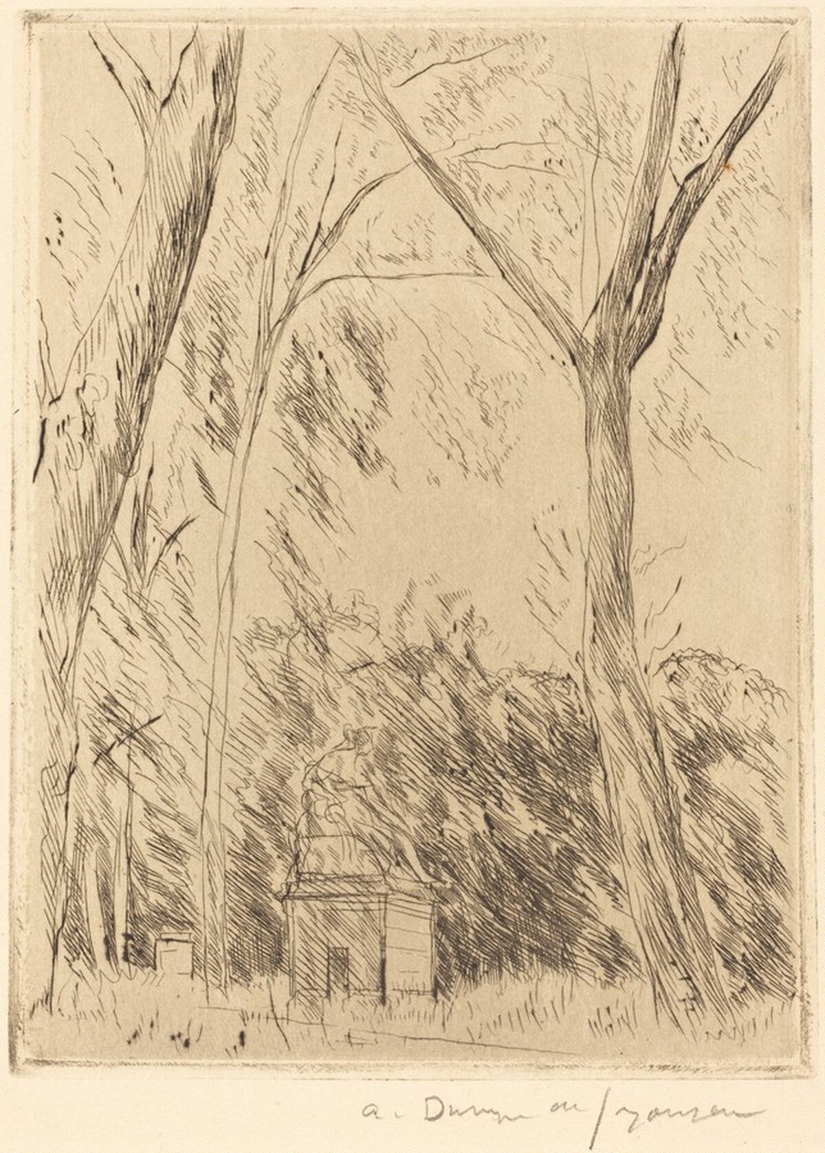 Statue in the Trees, Versailles (Versailles, la statue dans les arbres) by André Dunoyer de Segonzac