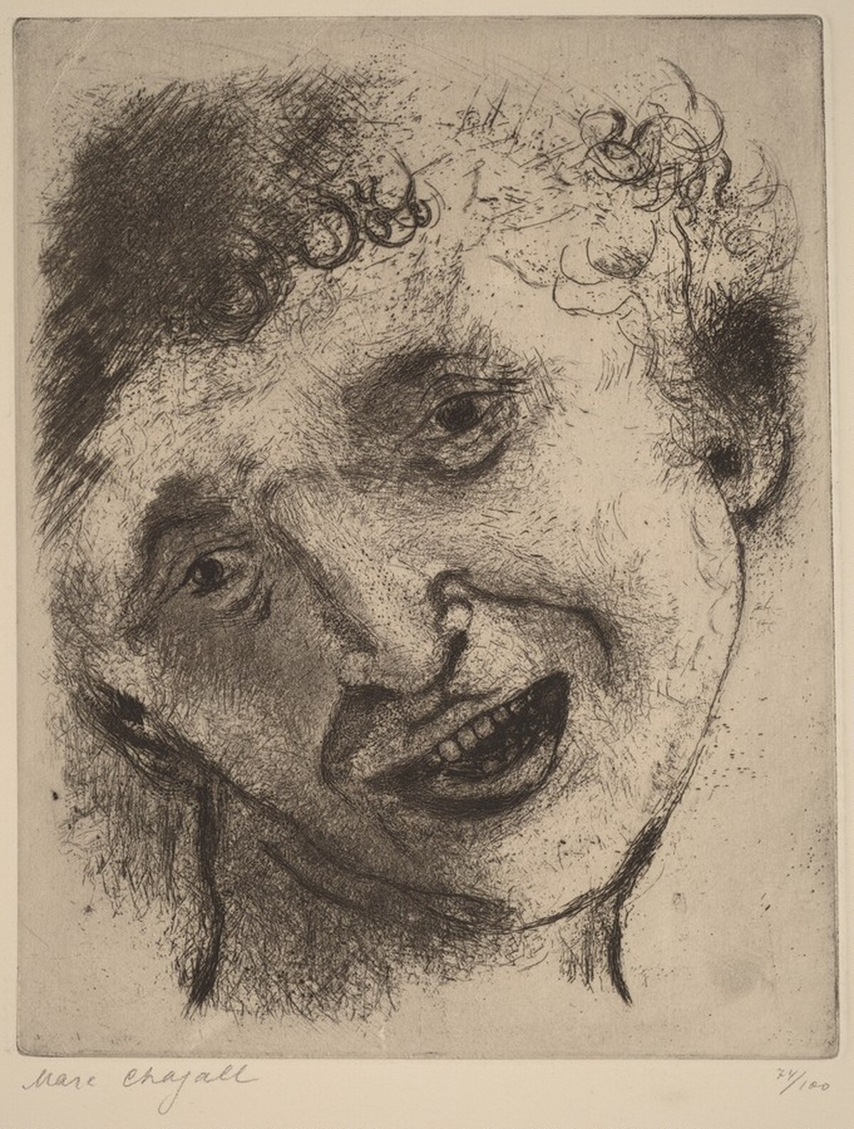 Self-Portrait Laughing by Marc Chagall