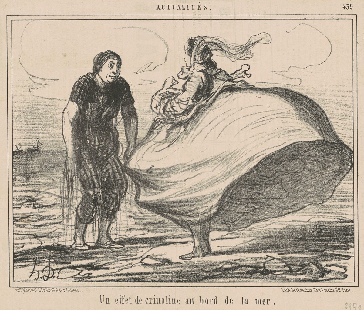 Un effet de crinoline au bord de la mer by Honoré Daumier