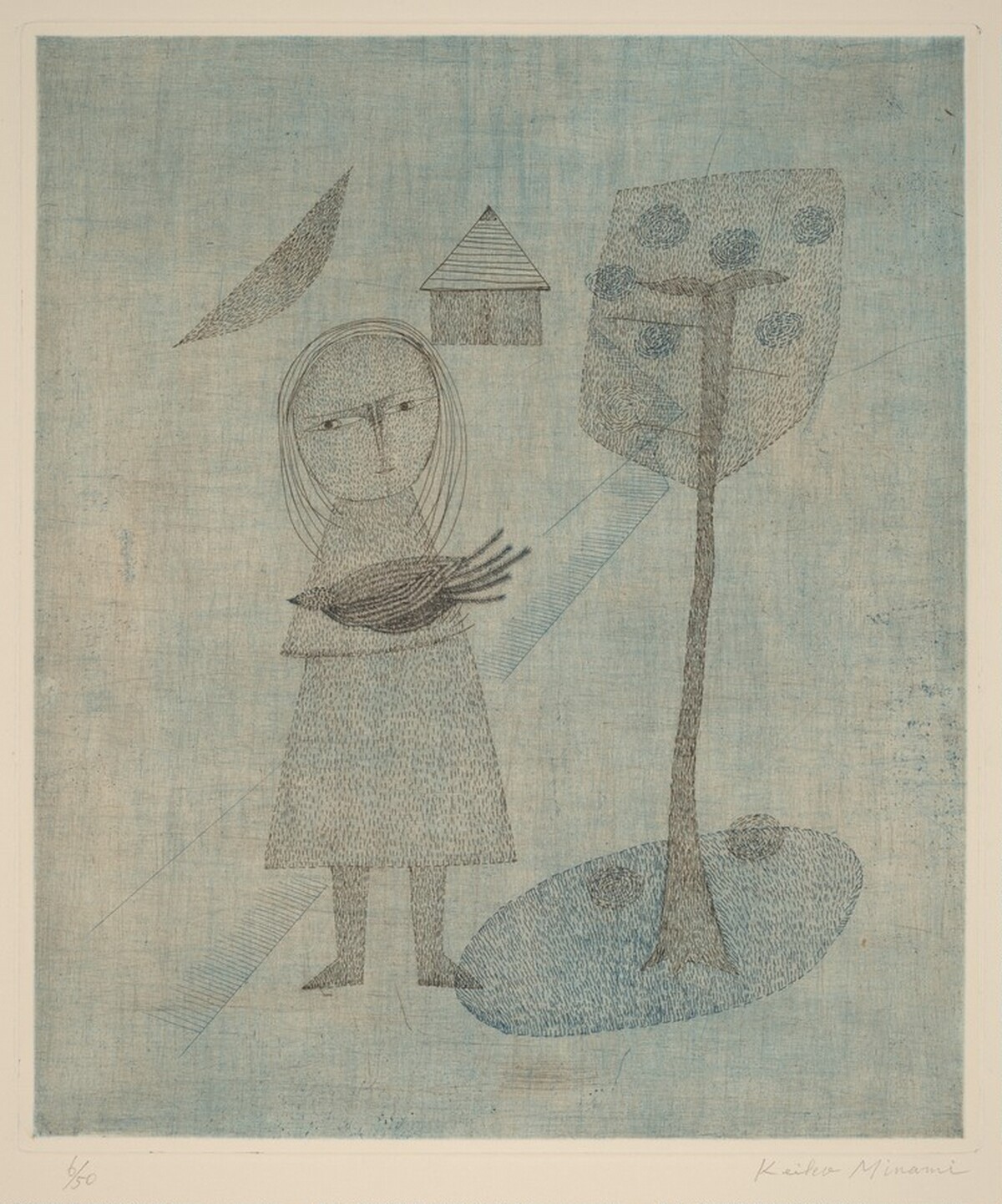 Little Girl with a Bird (Fillette à l'oiseau) by Keiko Minami