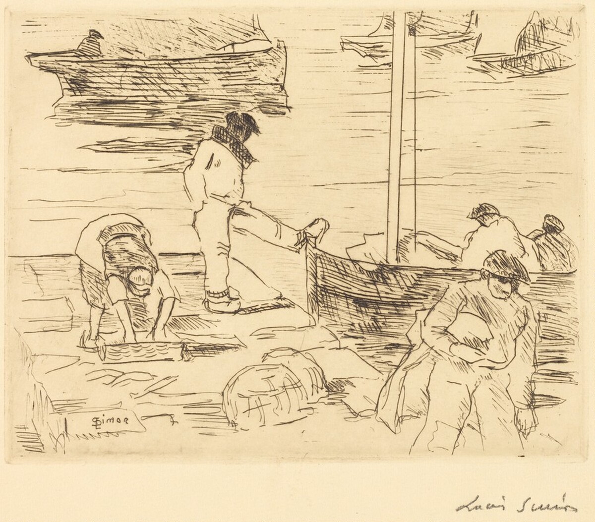 Fishing Boats Docking by Lucien J. Simon
