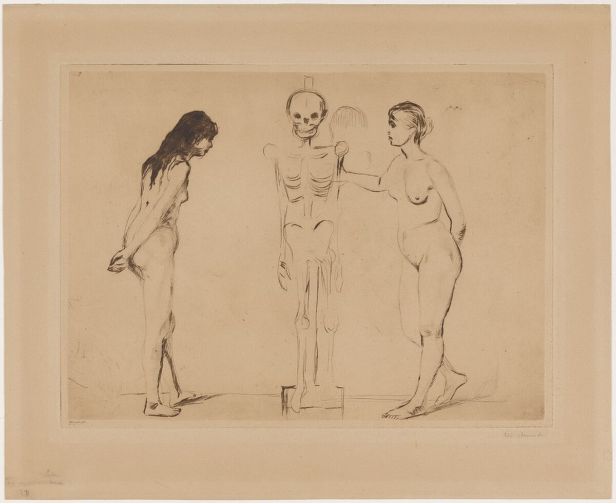The Women and the Skeleton by Edvard Munch