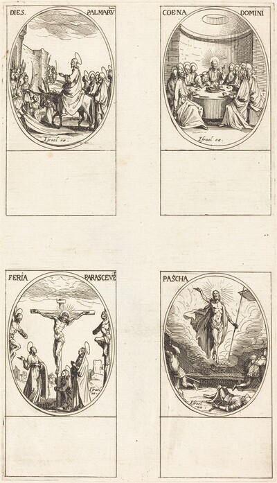 Entry into Jerusalem; Last Supper; Crucifixion; Resurrection