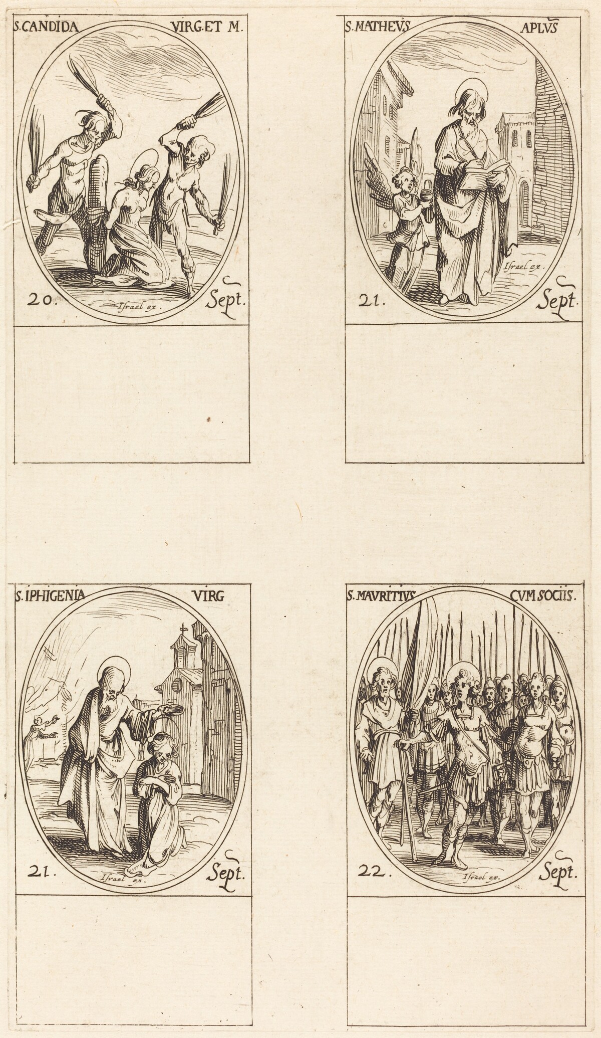 St. Canida; St. Matthew; St. Ipigenia; St. Maurice and Companions by Jacques Callot