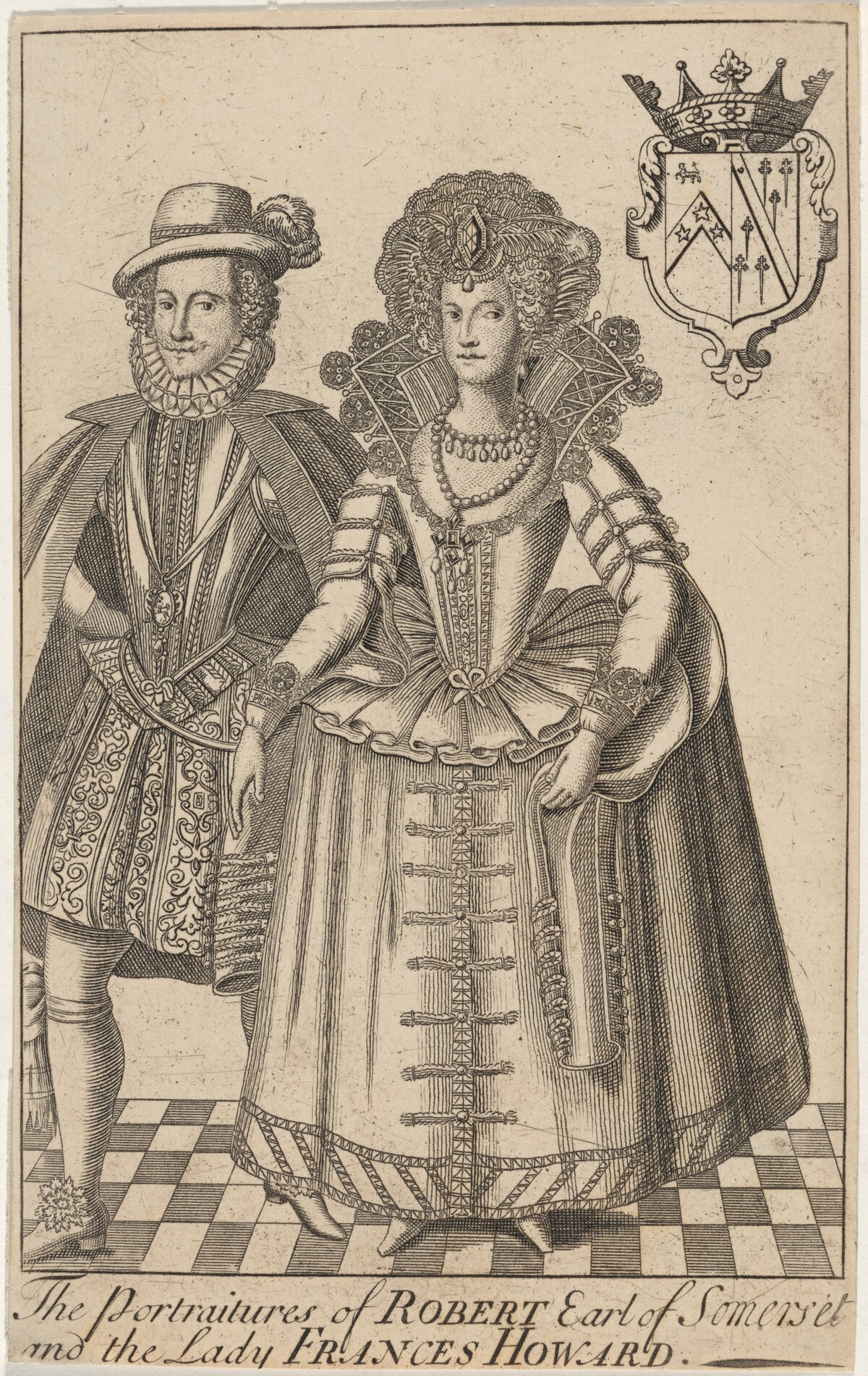 The Portraitures of Robert, Earl of Somerset and Lady Frances Howard by Renold Elstrack