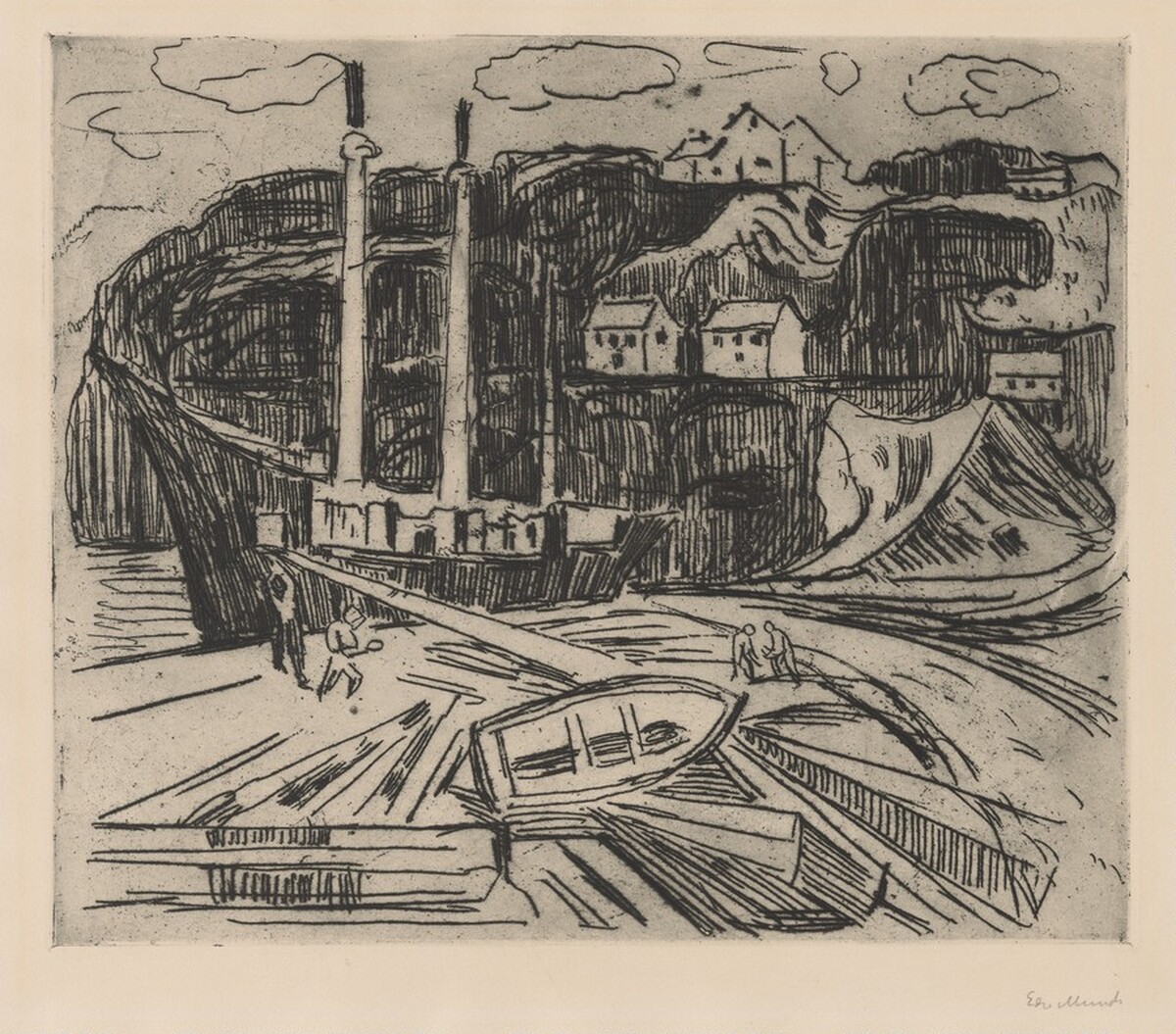 Ship Being Scrapped (Skipscopphugging) by Edvard Munch