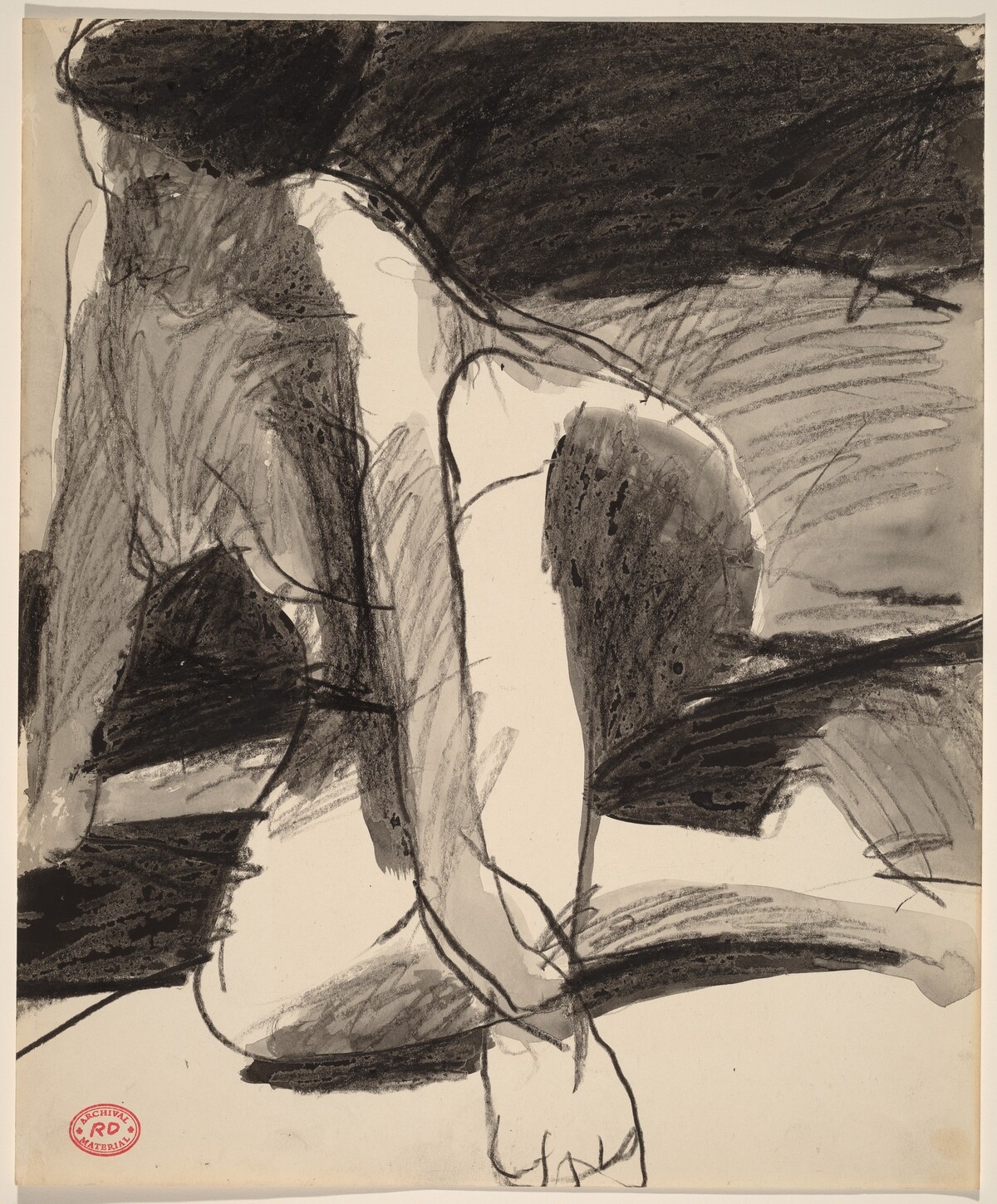 Untitled [female nude crossing her legs and holding her ankle] by Richard Diebenkorn