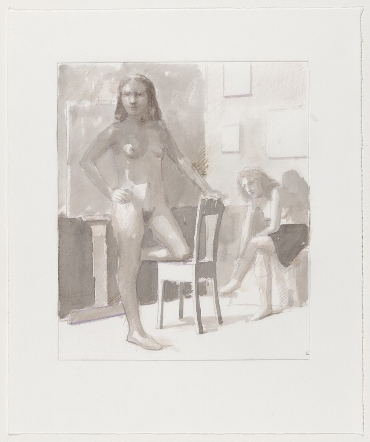 Untitled [Standing Figure with Knee on Chair] [working proof 3] by William Bailey