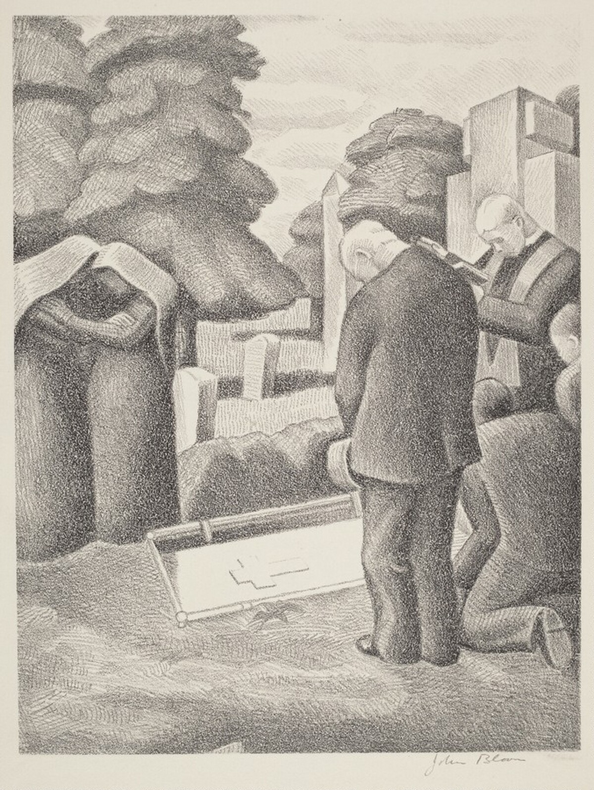Untitled  (Mourners at Graveside) by John Vincent Bloom