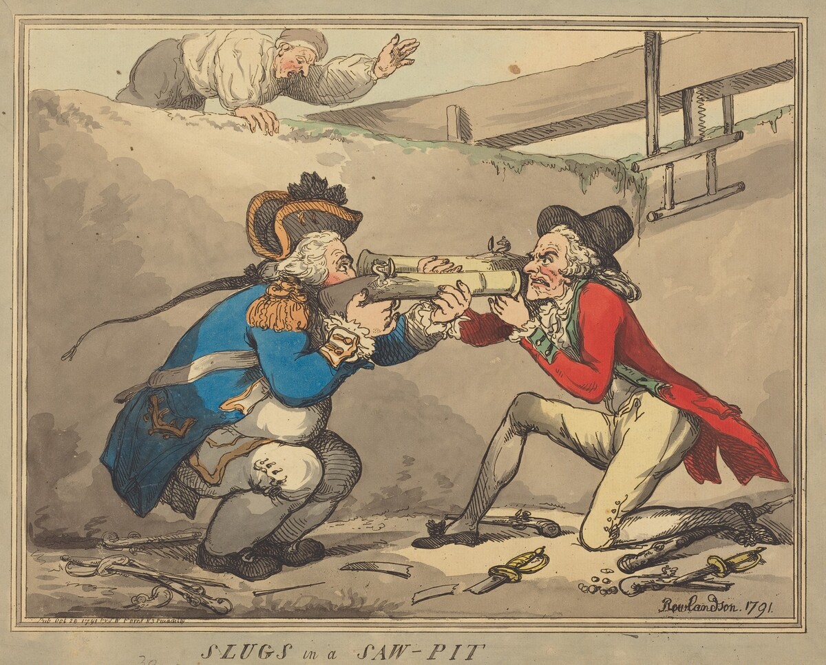Slugs in a Sawpit by Thomas Rowlandson