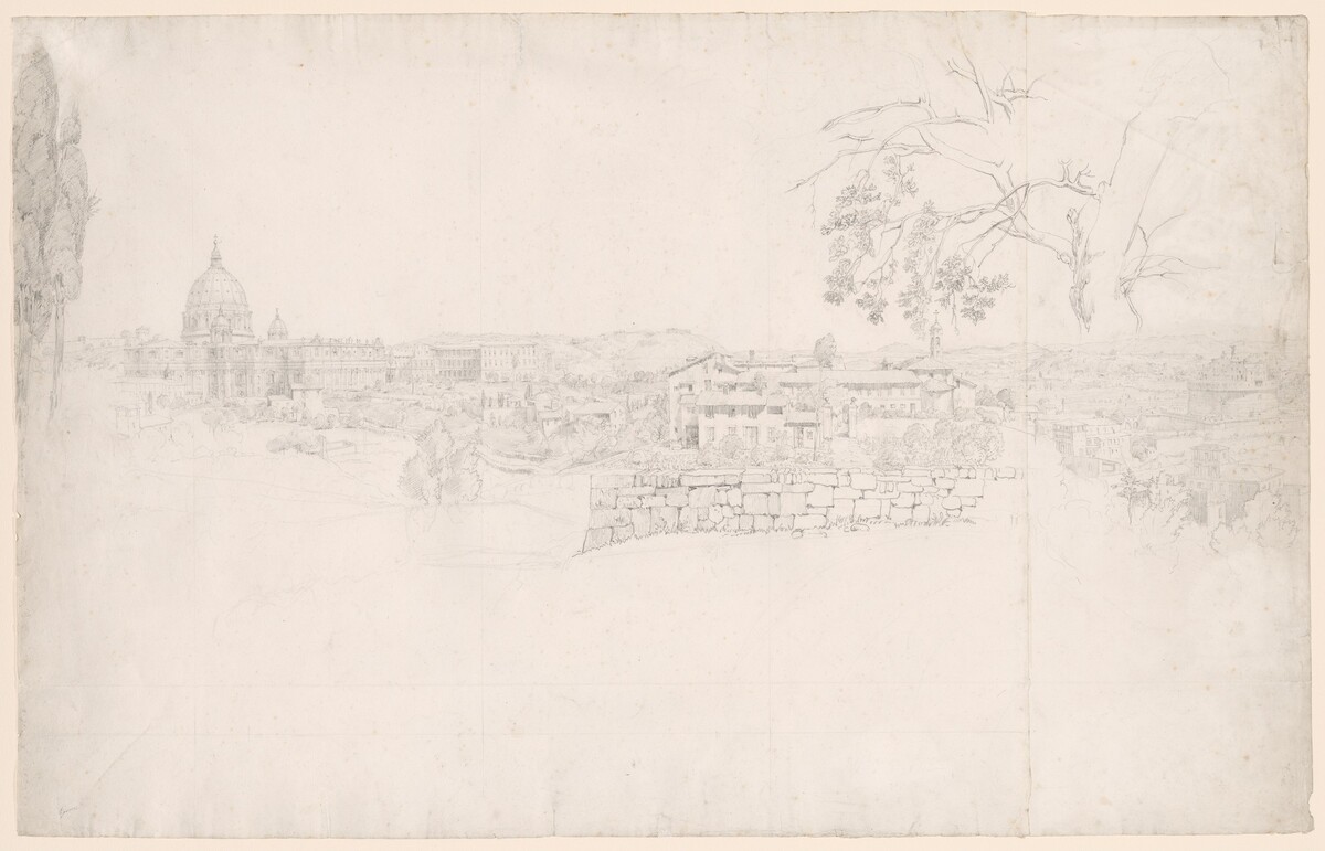 Fantasy Panorama of Rome from St. Peter's to the Castel San Angelo by Peter von Hess