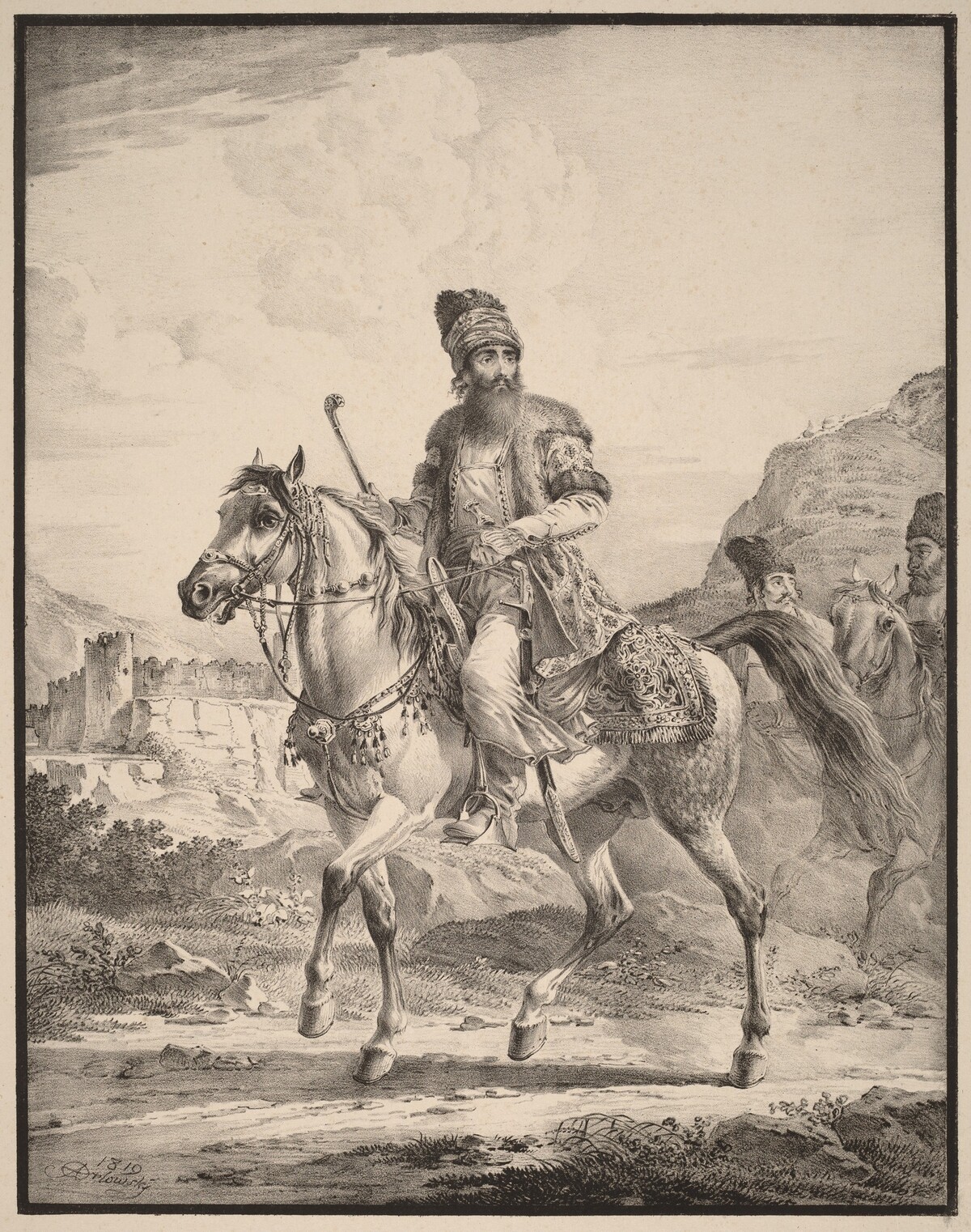 A Persian on Horseback by Aleksandr Osipovich Orlovskii