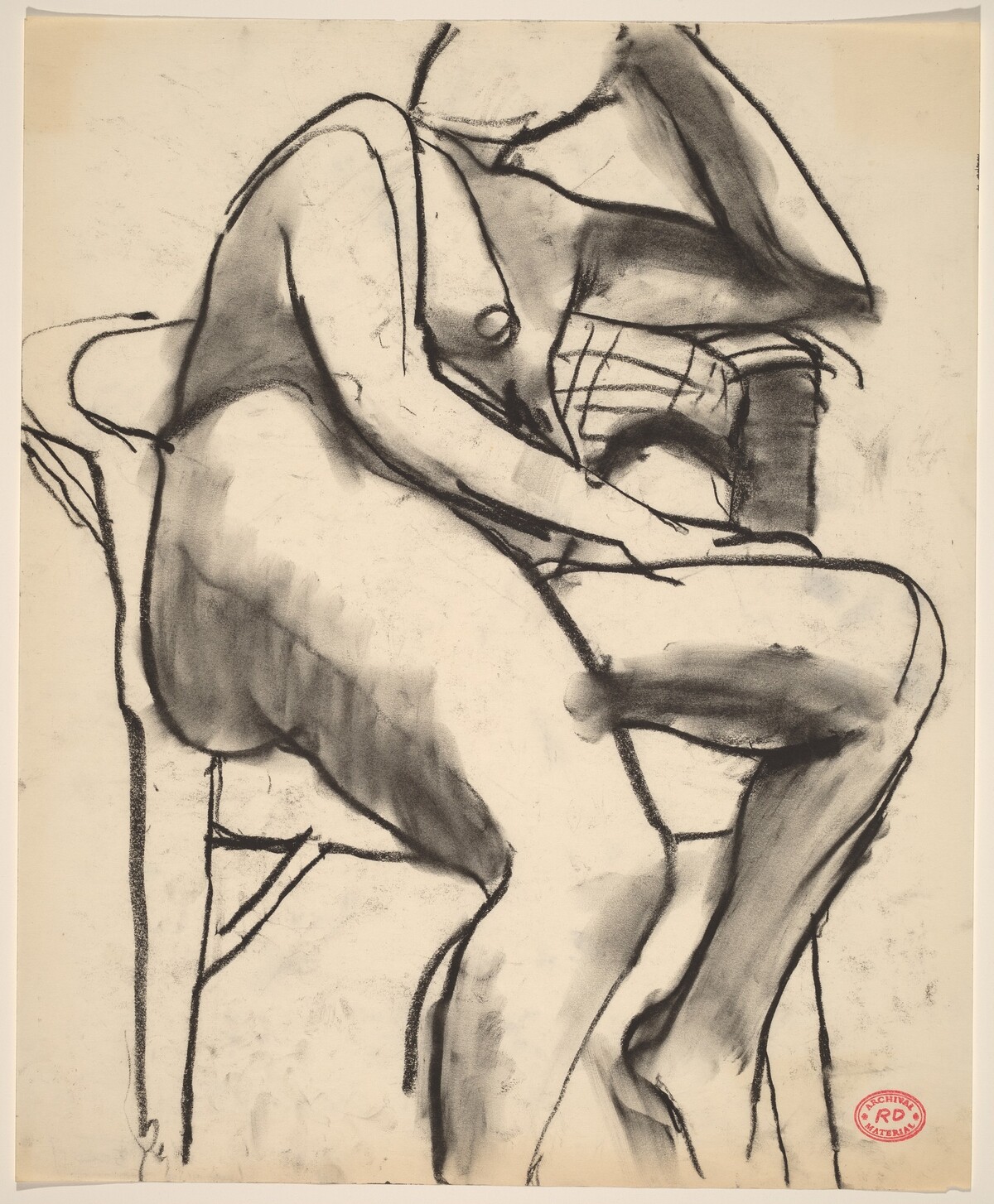 Untitled [seated female nude in a wicker chair] by Richard Diebenkorn