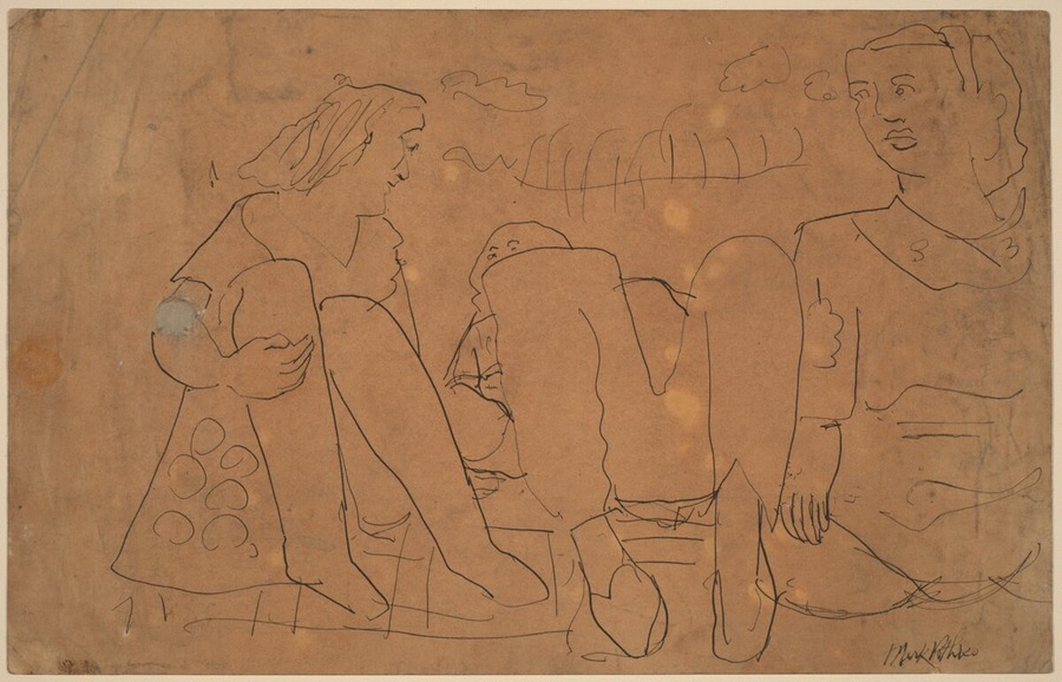 Three Figures Seated on a Blanket by Mark Rothko