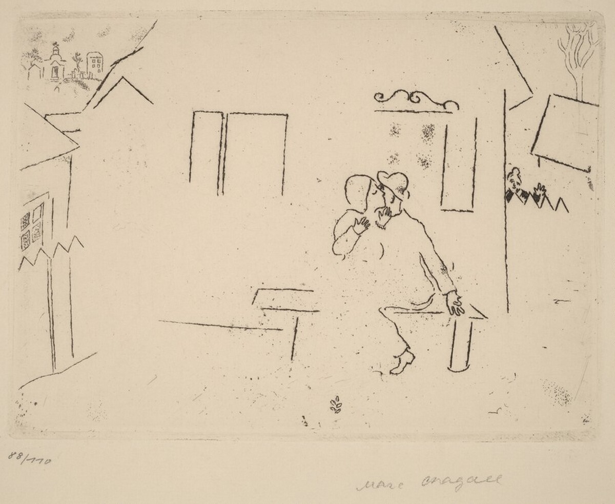Lovers on the Bench by Marc Chagall