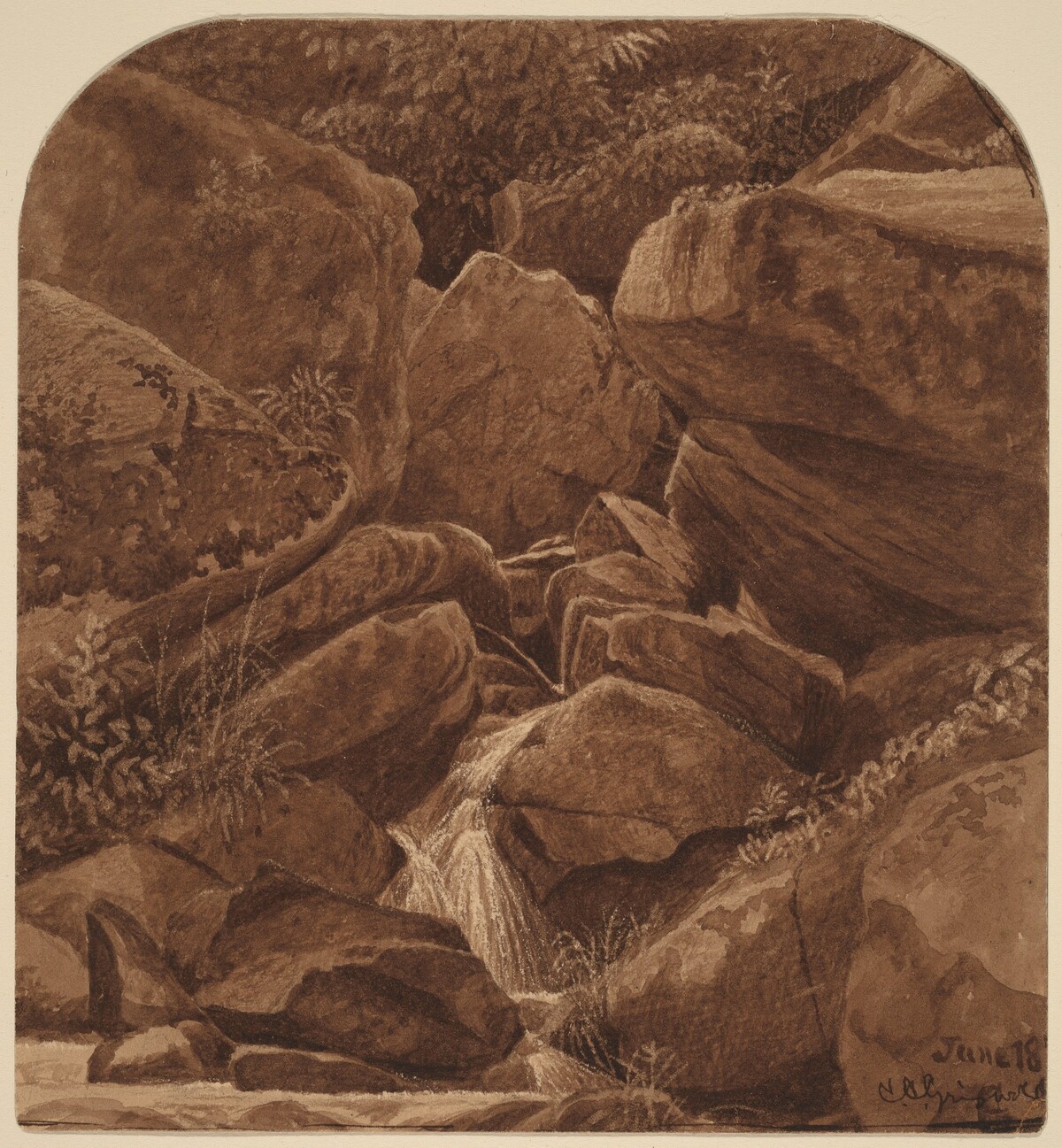 Rocks and Waterfall by Casimir Clayton Griswold