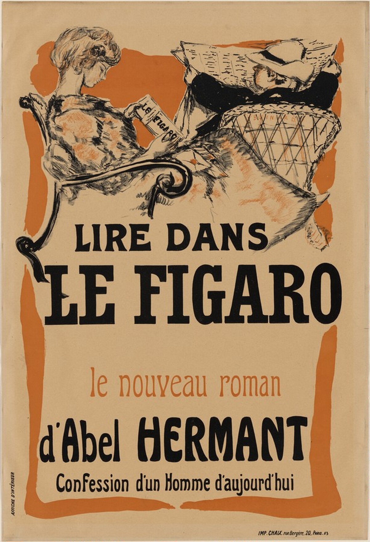 Poster announcing the publication of Abel Hermant's novel in "Le Figaro" by Pierre Bonnard
