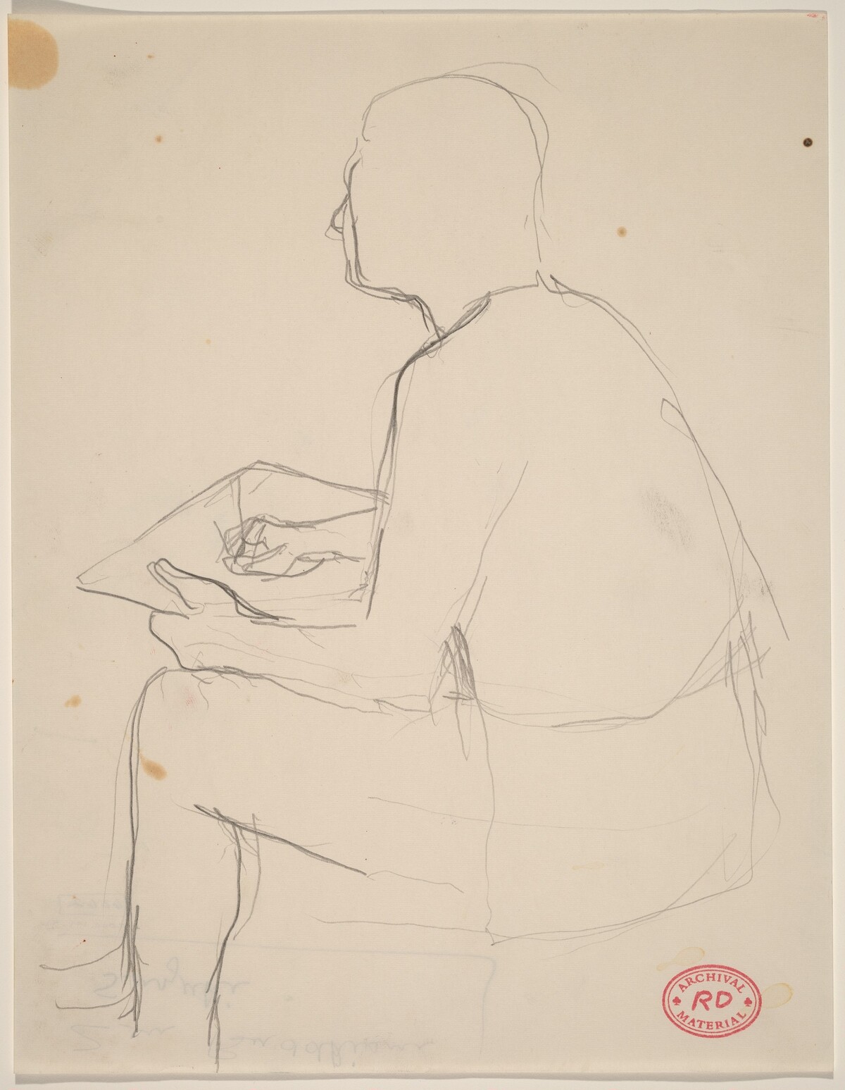 Untitled [side view of man seated and sketching] by Richard Diebenkorn