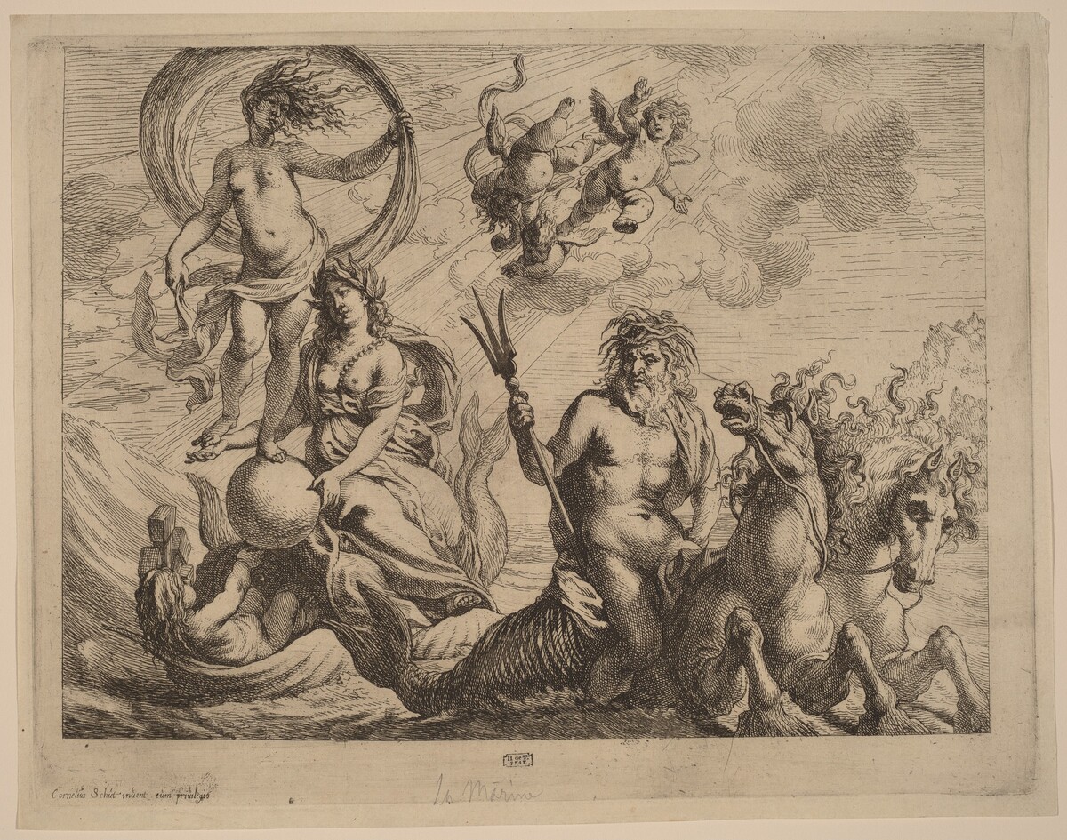 Neptune with Two Horses on the Sea by Cornelis Schut I