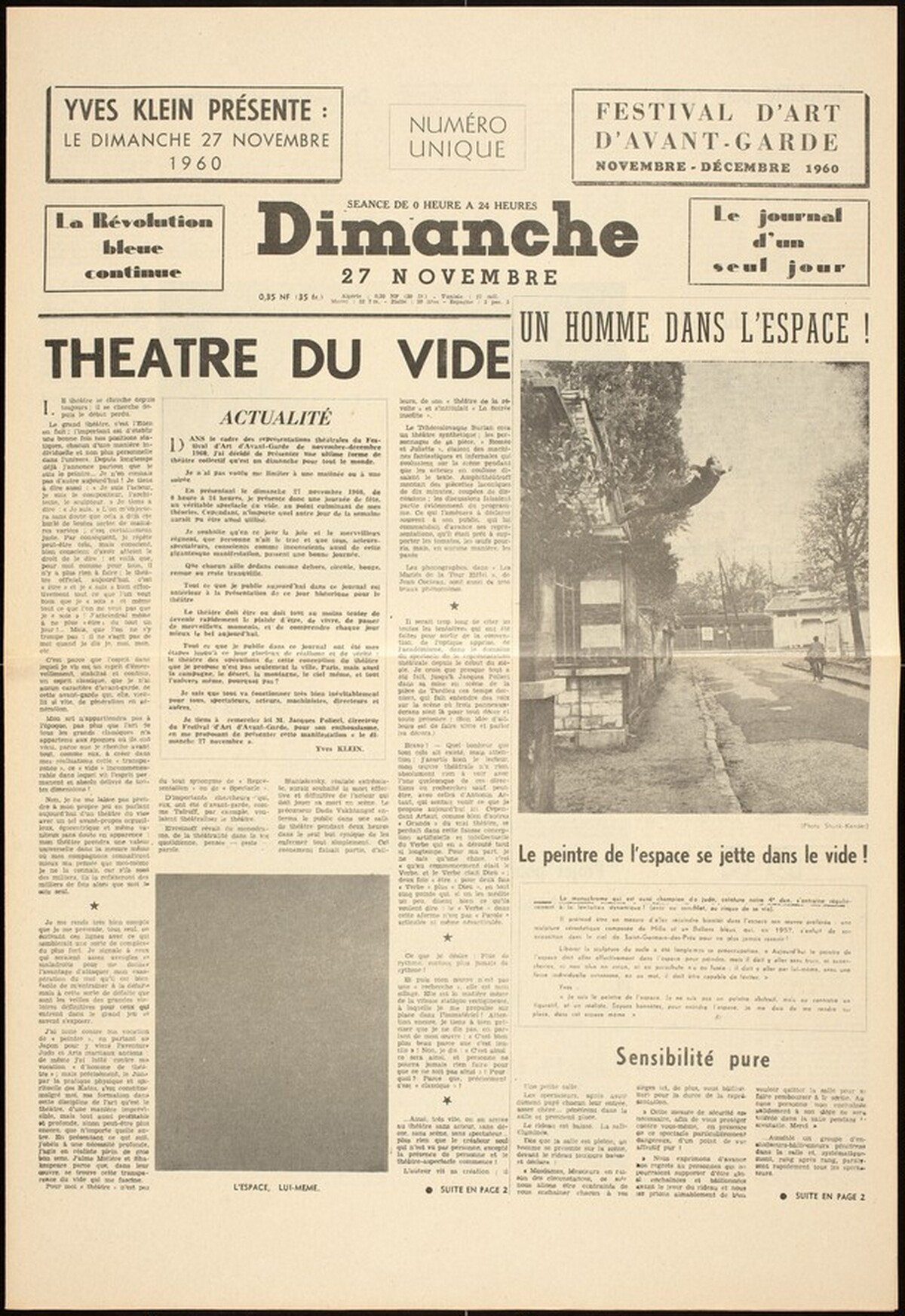 Dimanche: 27 Novembre (Le journal d'un seul jour) by Yves Klein