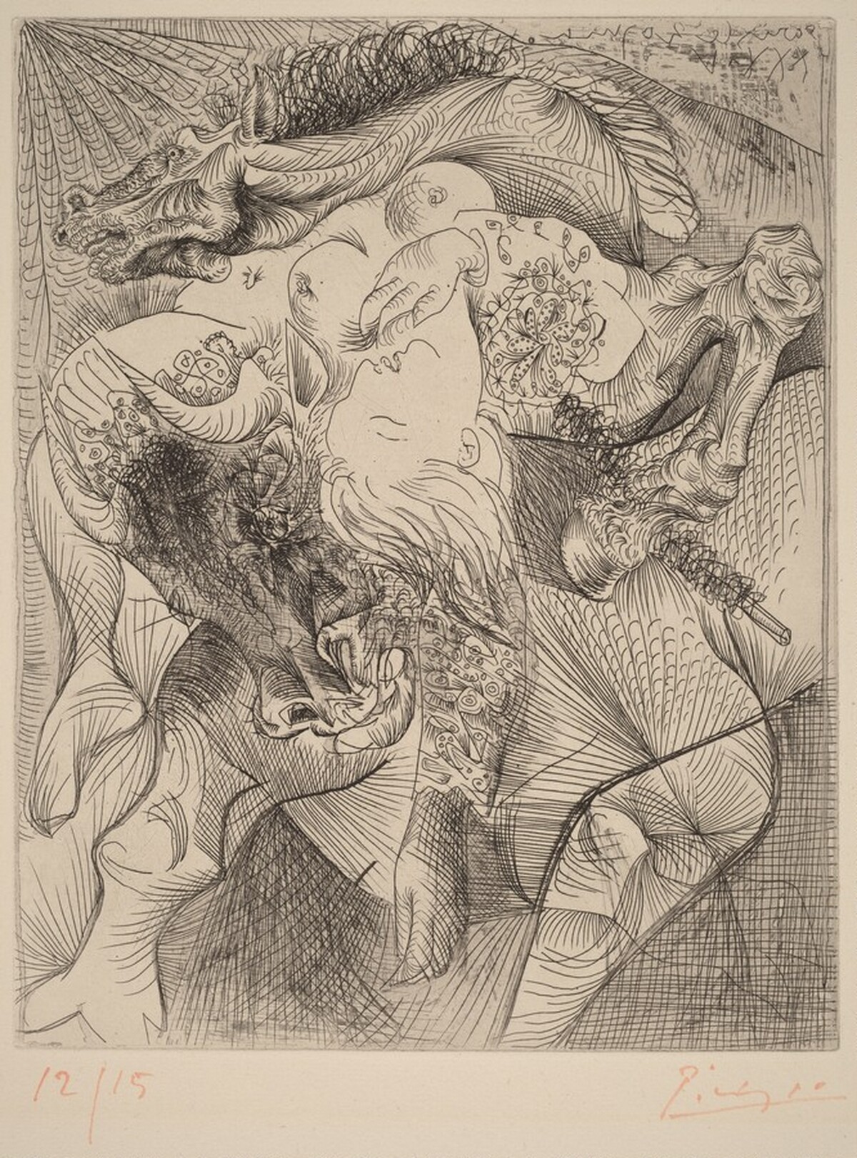 Bull, Horse, and Reclining Woman II (Femme torero II) by Pablo Picasso