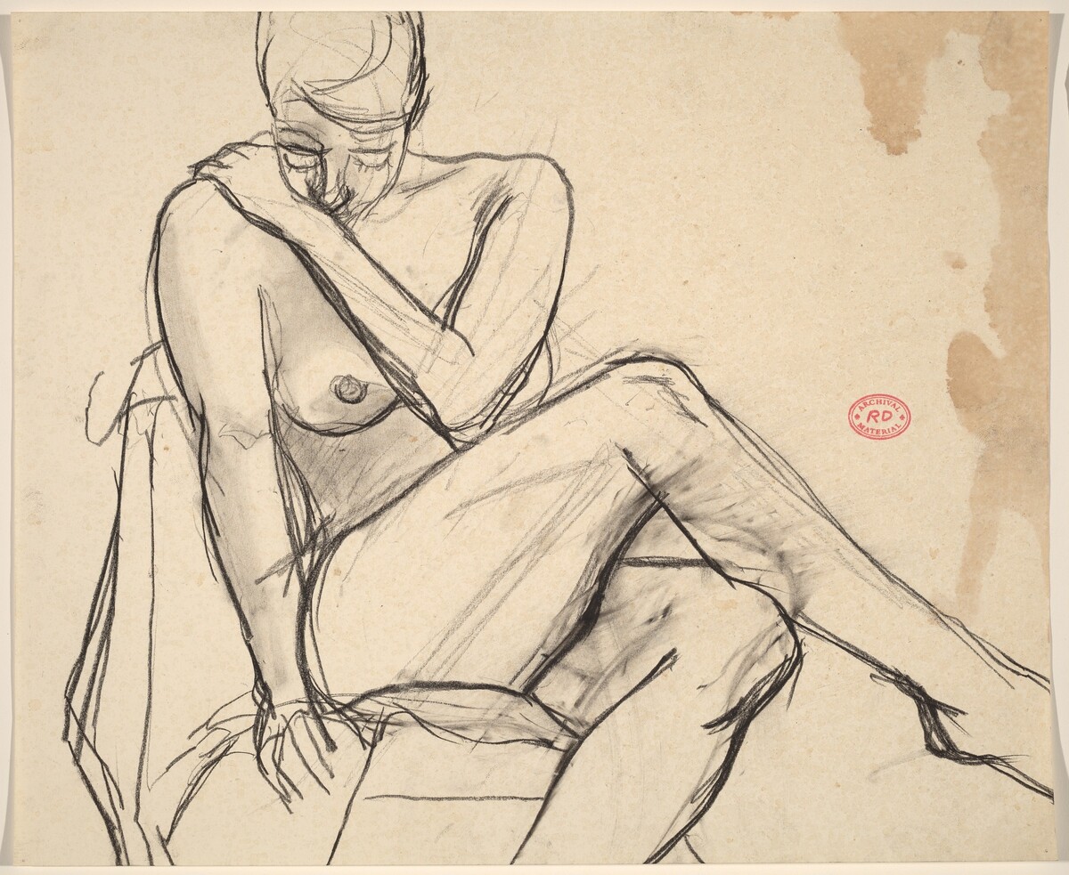 Untitled [seated nude crossing her legs and looking down] by Richard Diebenkorn