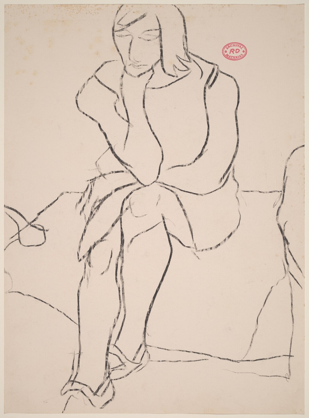 Untitled [seated woman resting chin on left hand] by Richard Diebenkorn