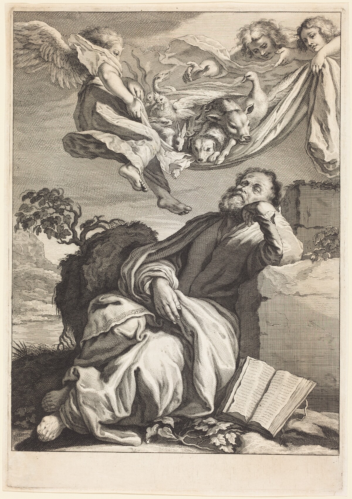 The Dream of Saint Peter by Jeremias Falck after Johann Liss