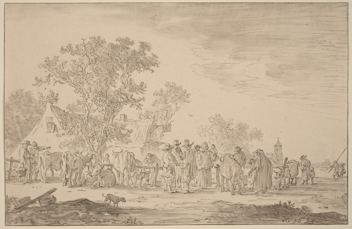 Cattle Market by Cornelis Ploos van Amstel after Jan van Goyen