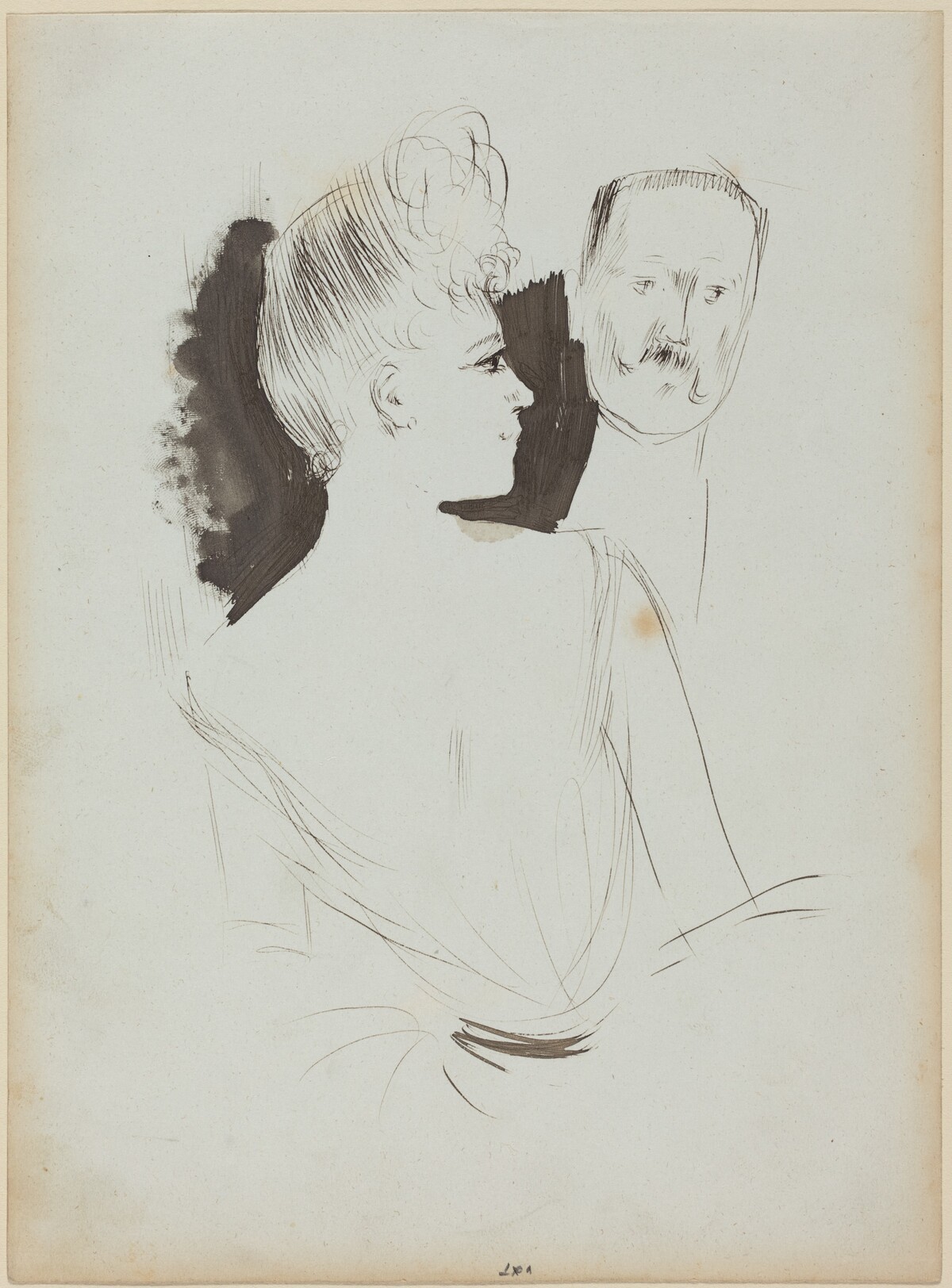 a) Lady and Gentleman in Evening Dress (recto); b) Sketch of Figure (verso) by Jean-Louis Forain