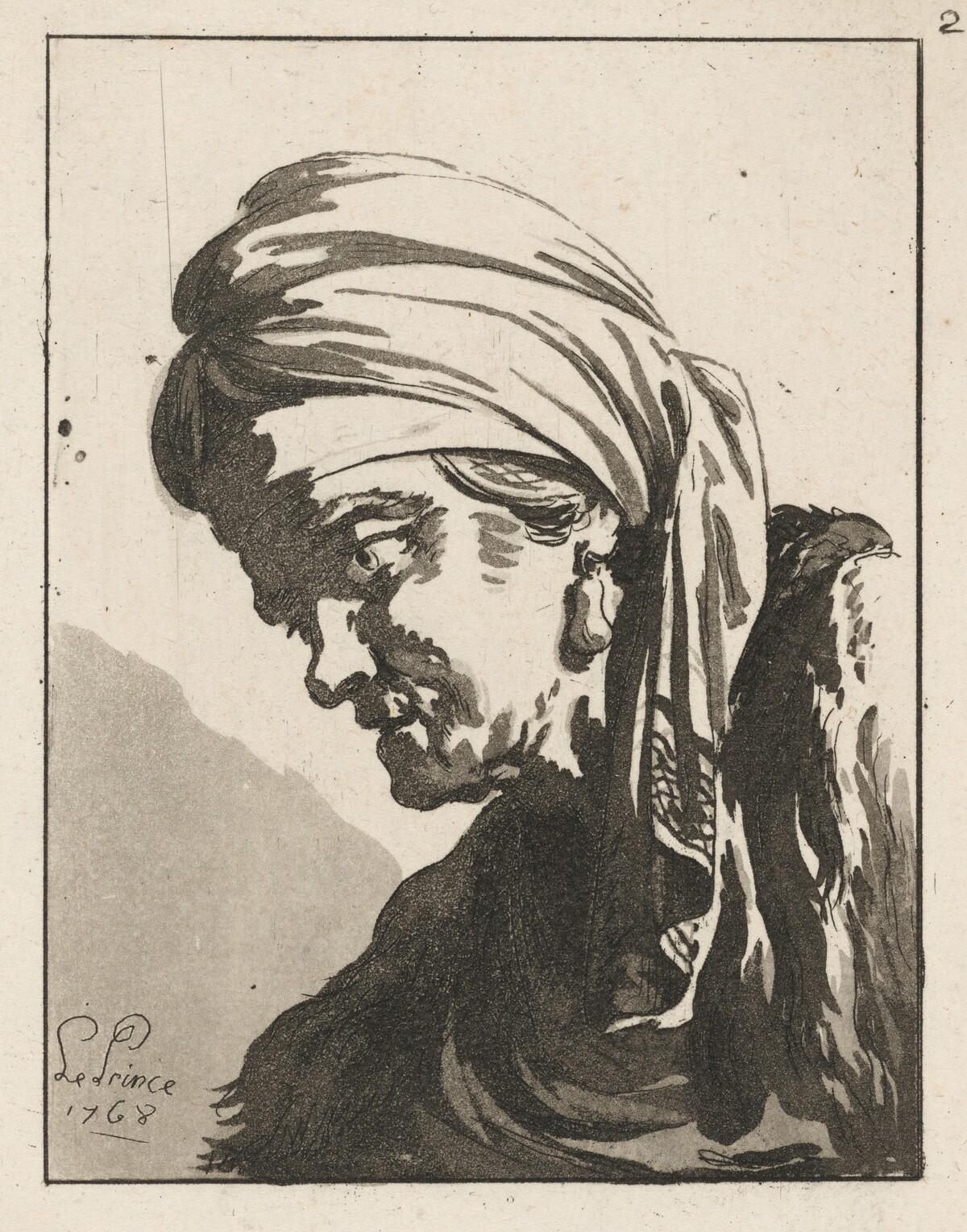 Head of a Drooping Old Woman by Jean-Baptiste Le Prince