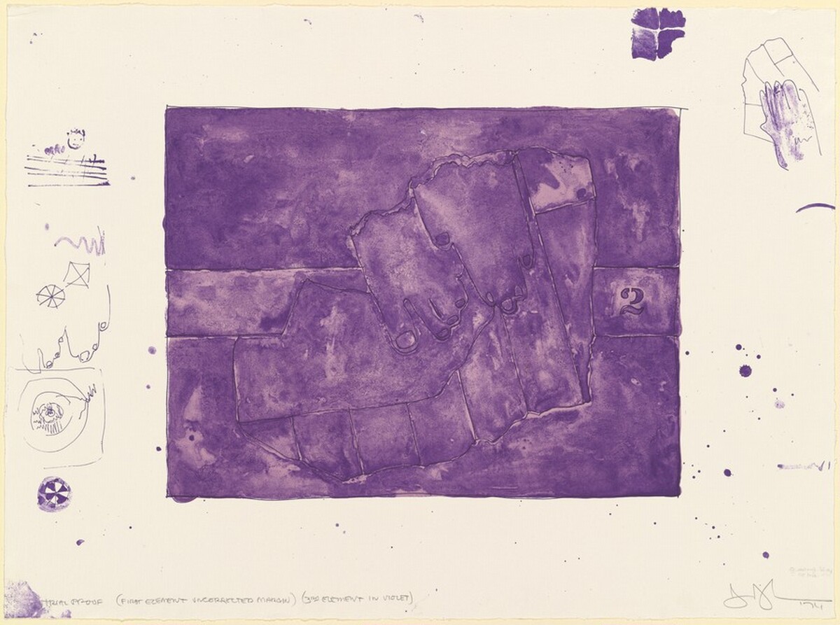 HandFootSockFloor [trial proof] by Jasper Johns