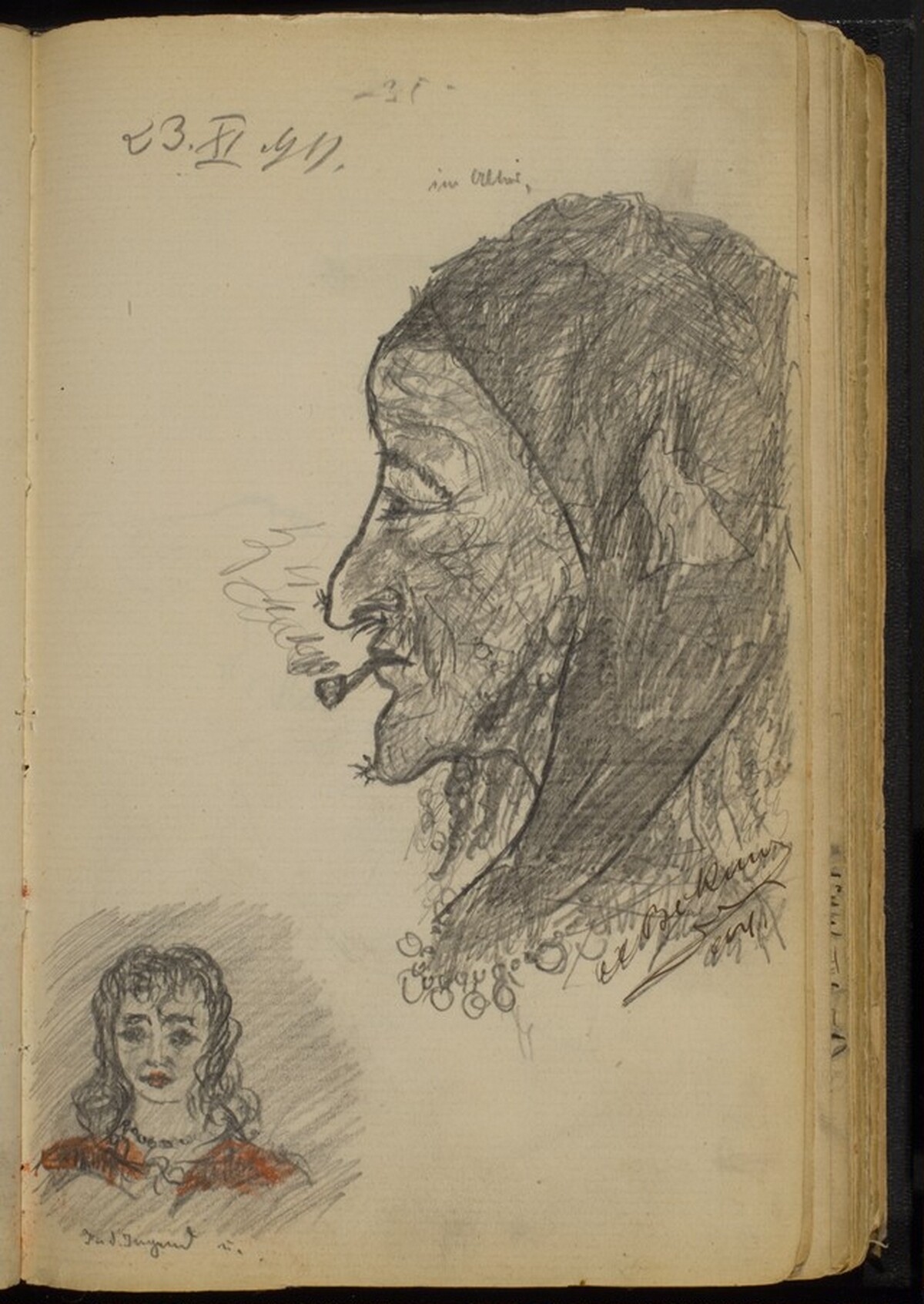 Two Studies of Women's Faces by Max Beckmann