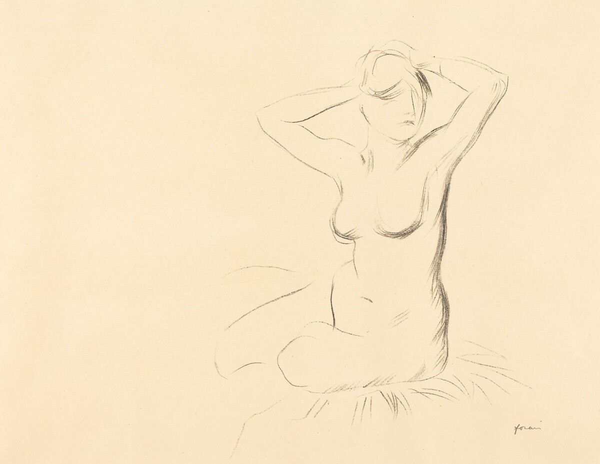 Etude de femme nue, les mains croisées au-dessous de la tête (Study of a Nude Woman, Her Hands Crossed behind Her Head) by Jean-Louis Forain