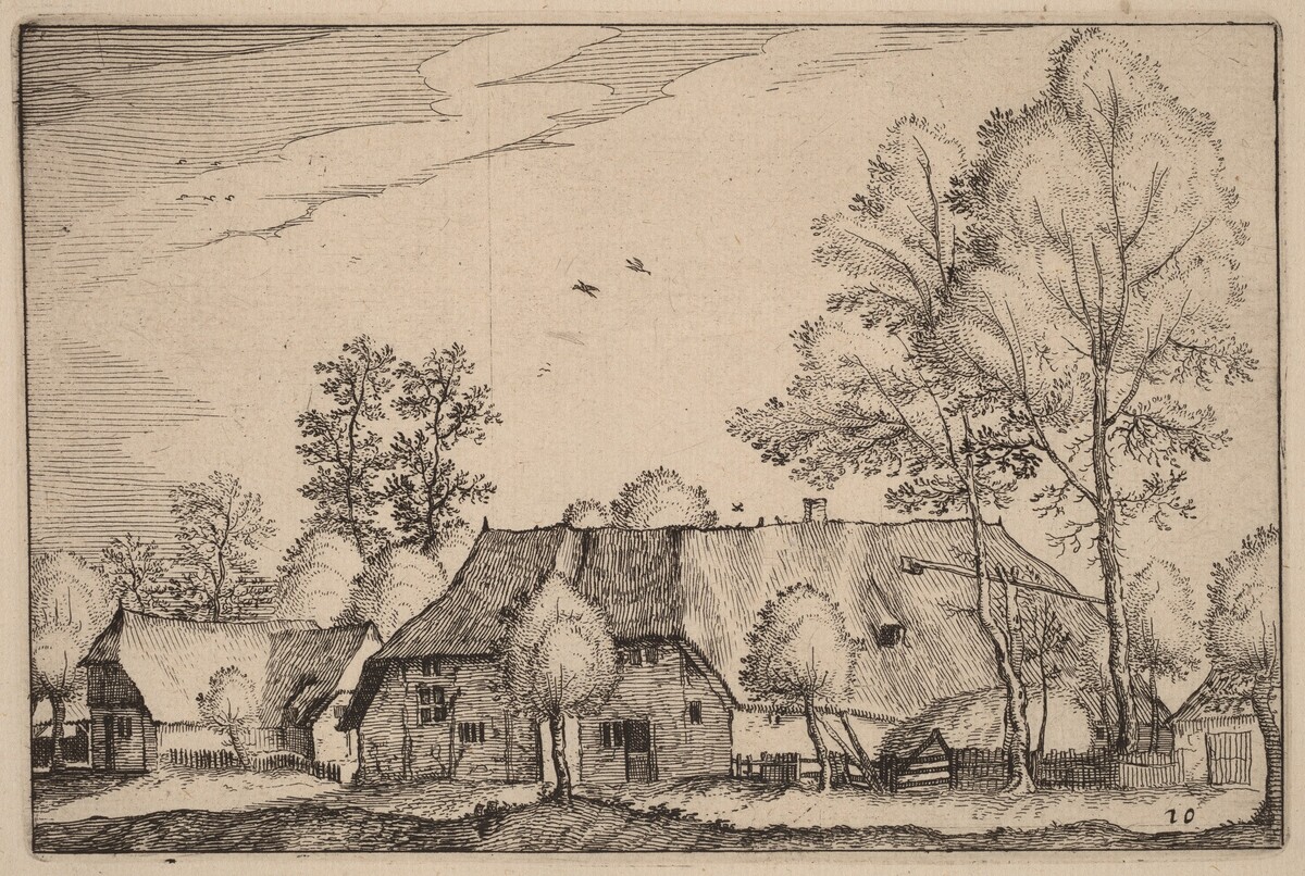 Large Farm by Claes Jansz Visscher after Johannes van Doetechum, the Elder after Lucas van Doetechum after Master of the Small Landscapes