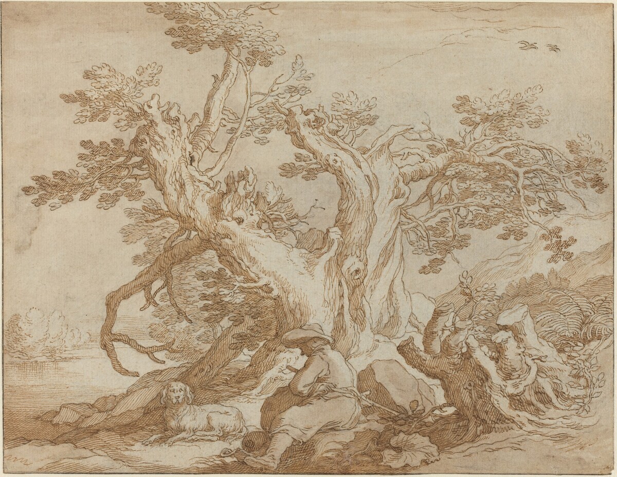 Landscape with Seated Figure and Dog by Abraham Bloemaert