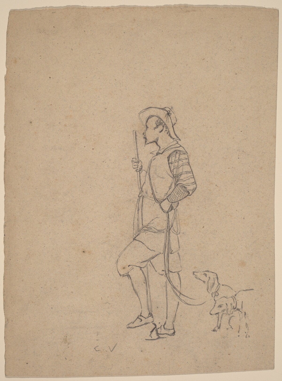 Study of Hunter with Dogs by Elihu Vedder