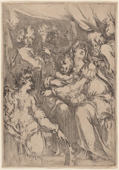 The Holy Family with Saint Catherine, Saint John the Evangelist, and an Angel