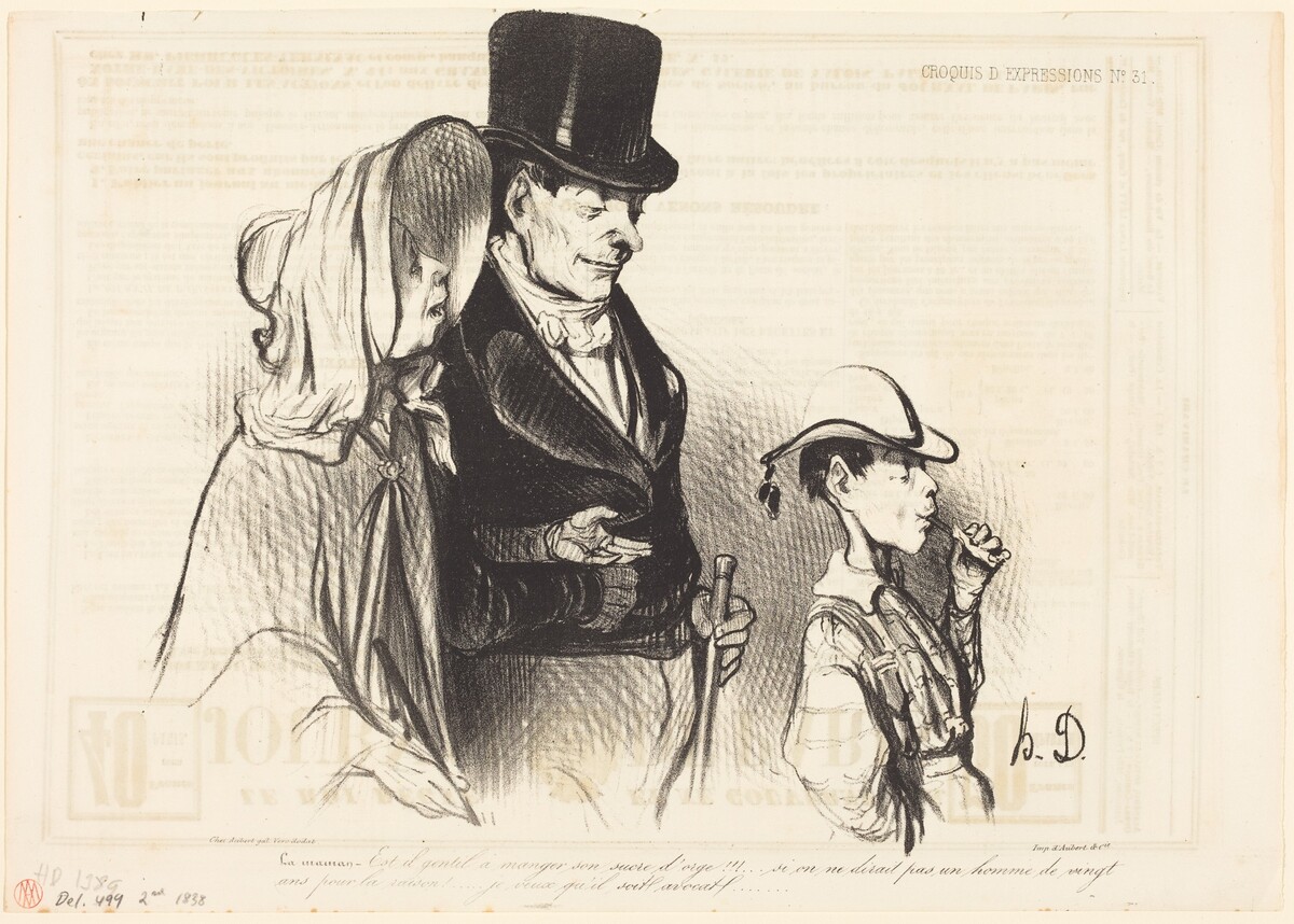 La Maman - Est-il gentil a manger son sucre d'orge!... by Honoré Daumier