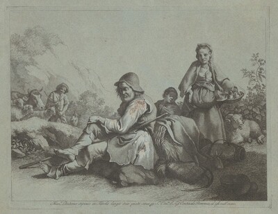 Seated Shepherd and a Peasant Woman with a Basket