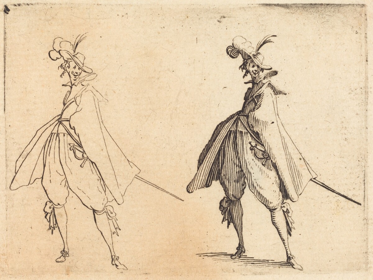 Gentleman in Large Mantle, Front View by Jacques Callot