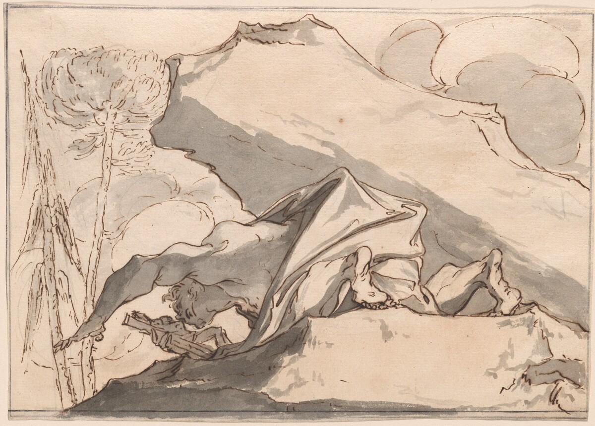 A Desert Hermit Adoring the Crucifix by Paul Troger