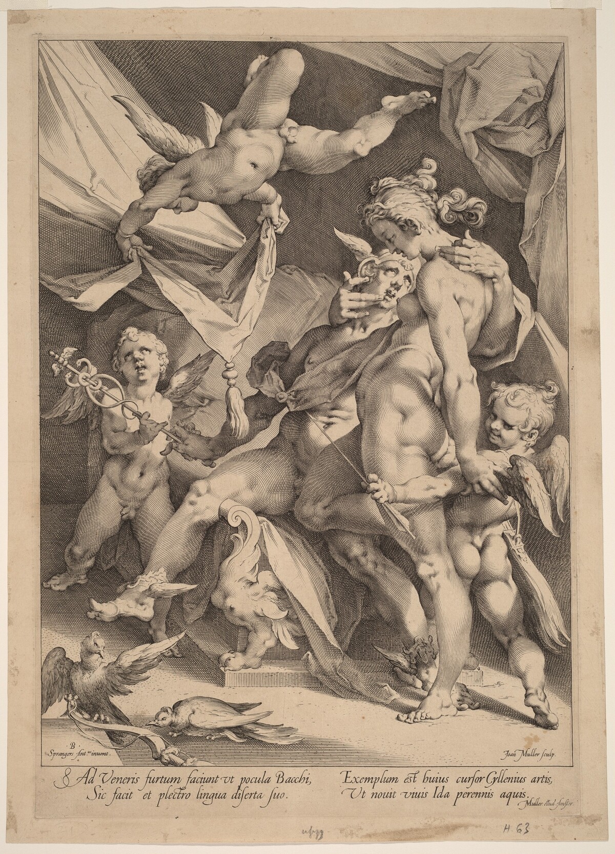 Venus and Mercury by Jan Muller, after Bartholomaeus Spranger