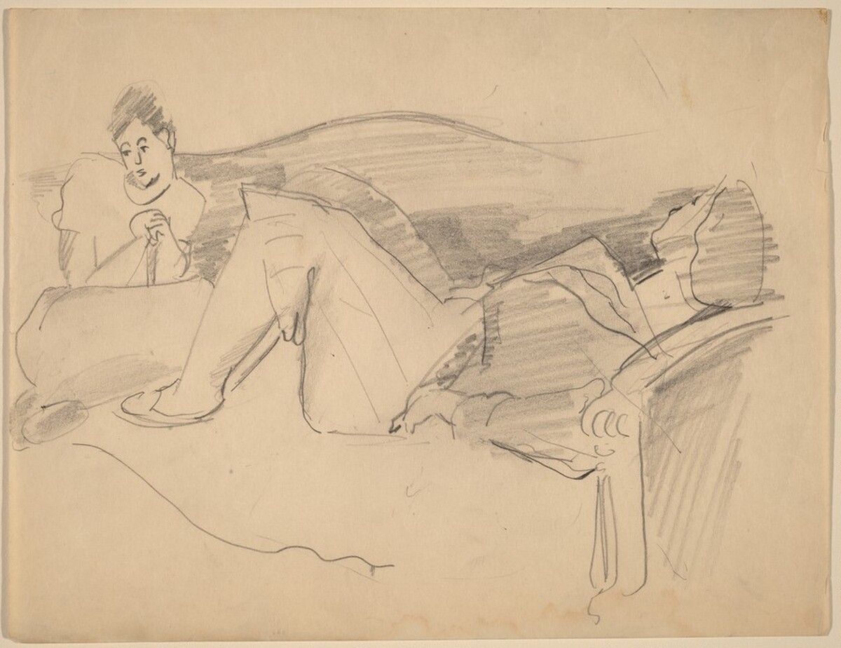 Two Women Lounging on Sofa by Mark Rothko