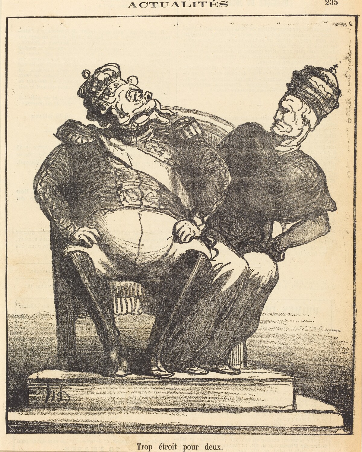 Trop étroit pour deux by Honoré Daumier