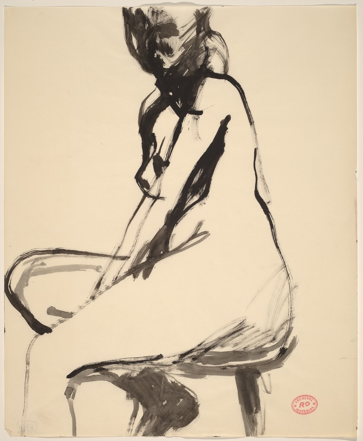 Untitled [side view of a seated female nude] by Richard Diebenkorn