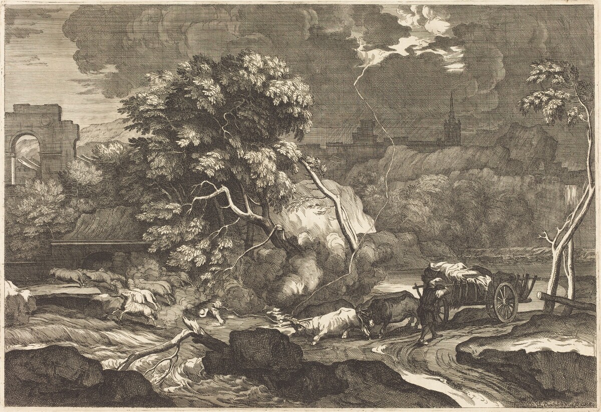 Landscape with a Frightened Waggoner by Sébastien Bourdon