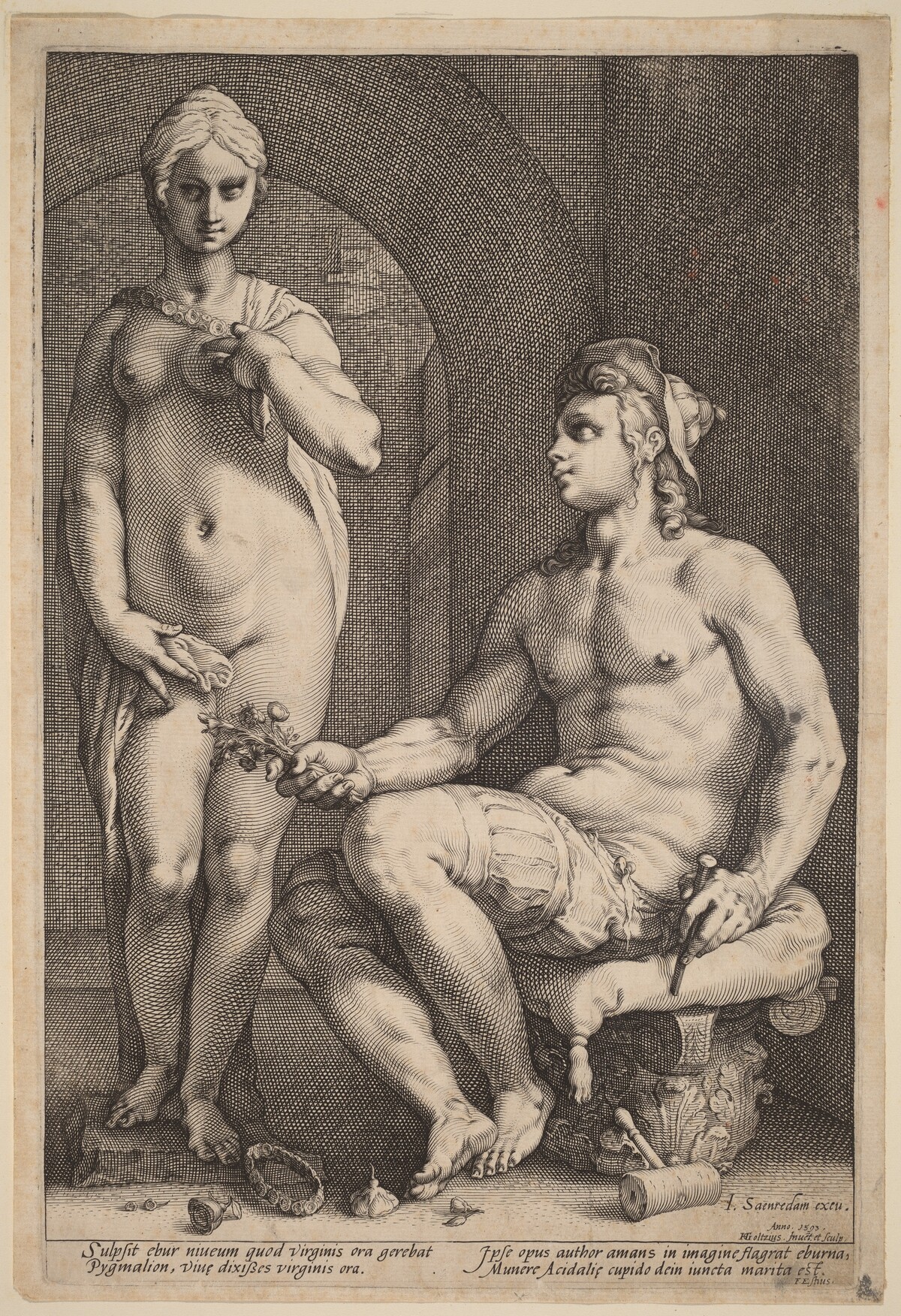 Pygmalion and Galatea by Hendrik Goltzius