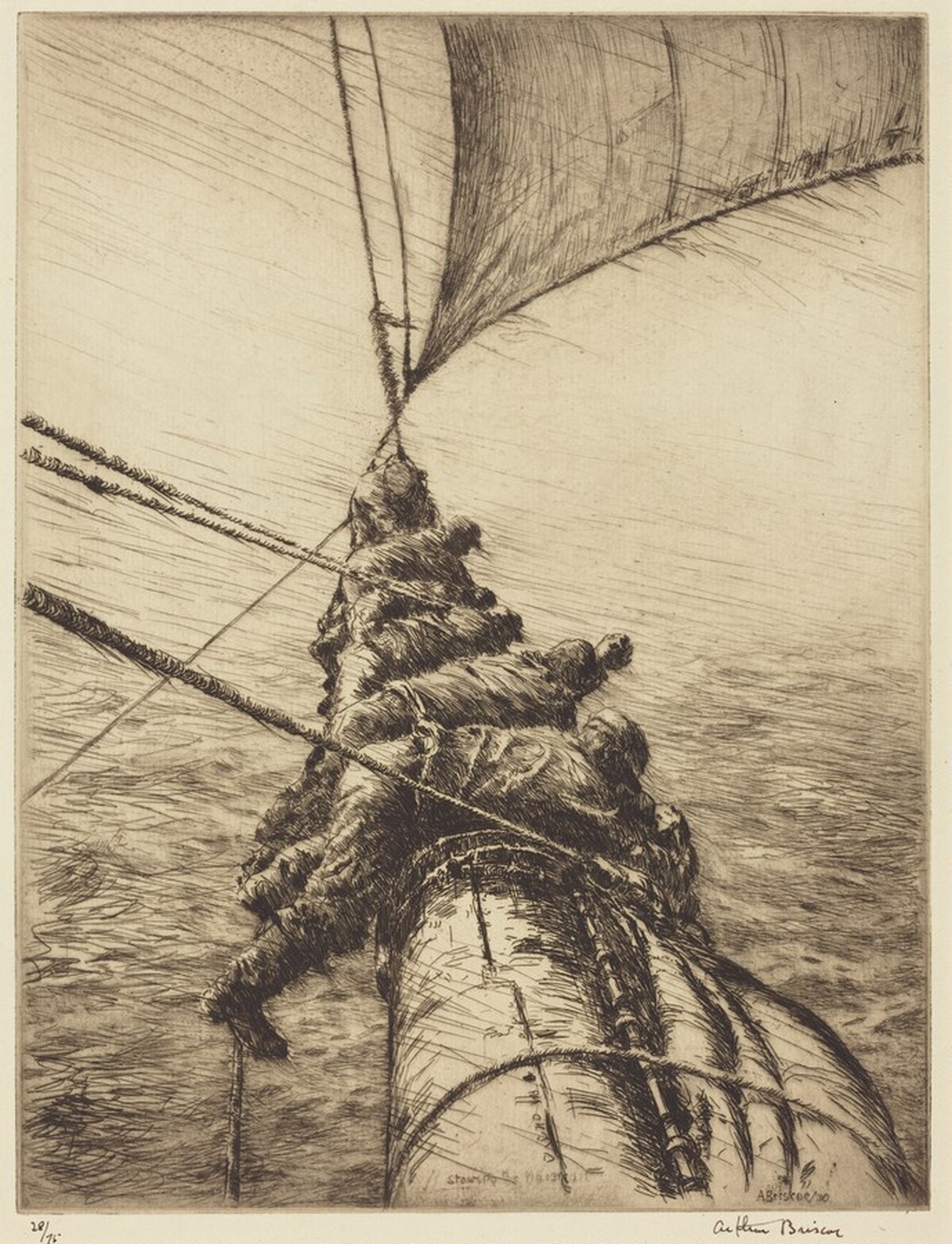 Stowing the Mainsail by Arthur Briscoe