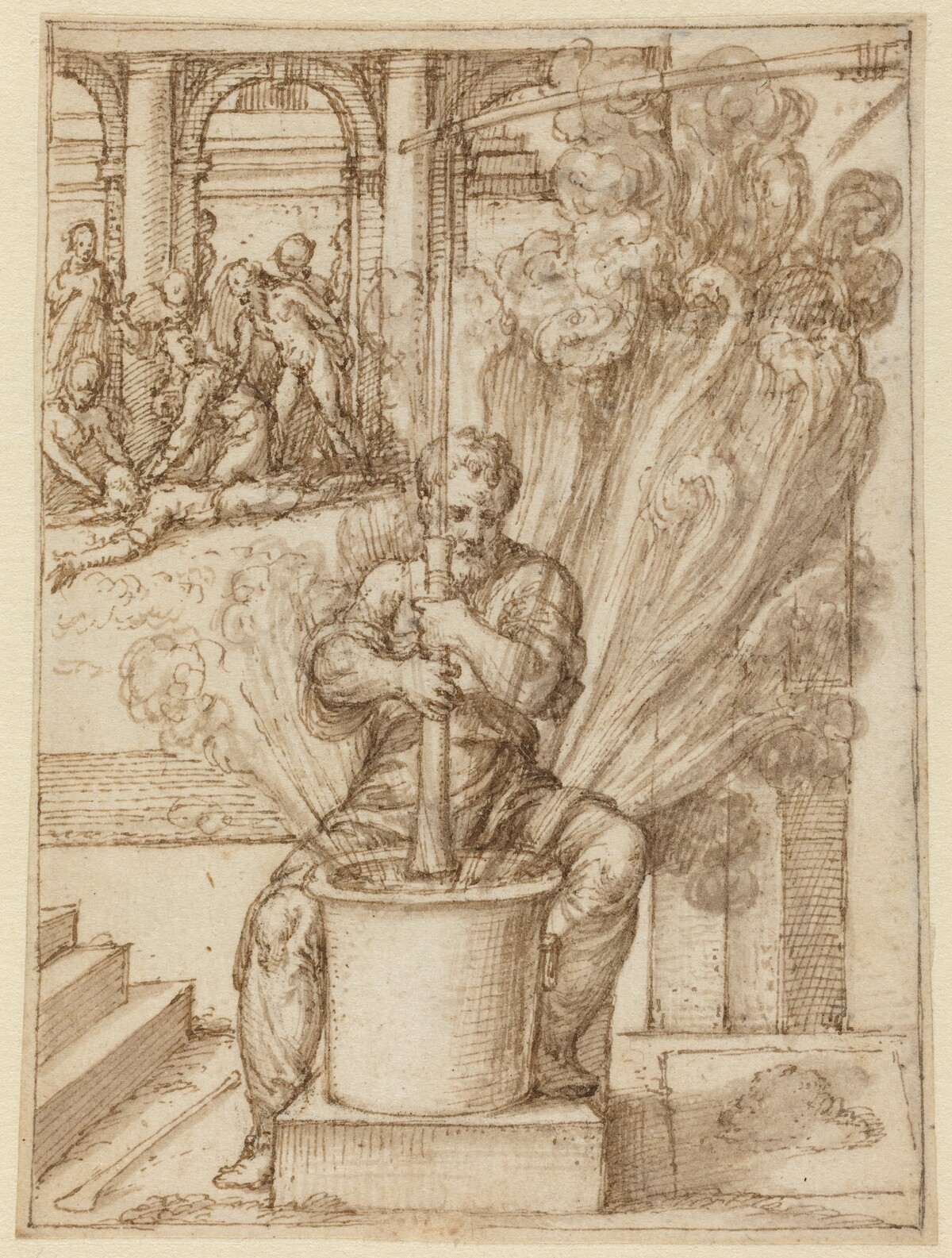 Study for Man Making an Explosion by Giulio Bonasone